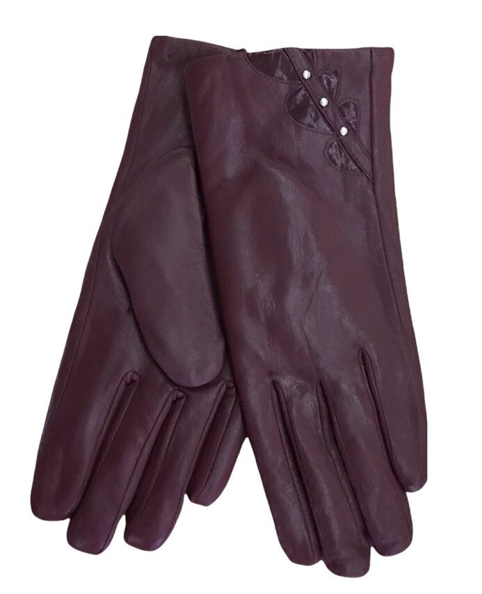 Жіночі шкіряні рукавички бордо від компанії Shock km ua - фото 1