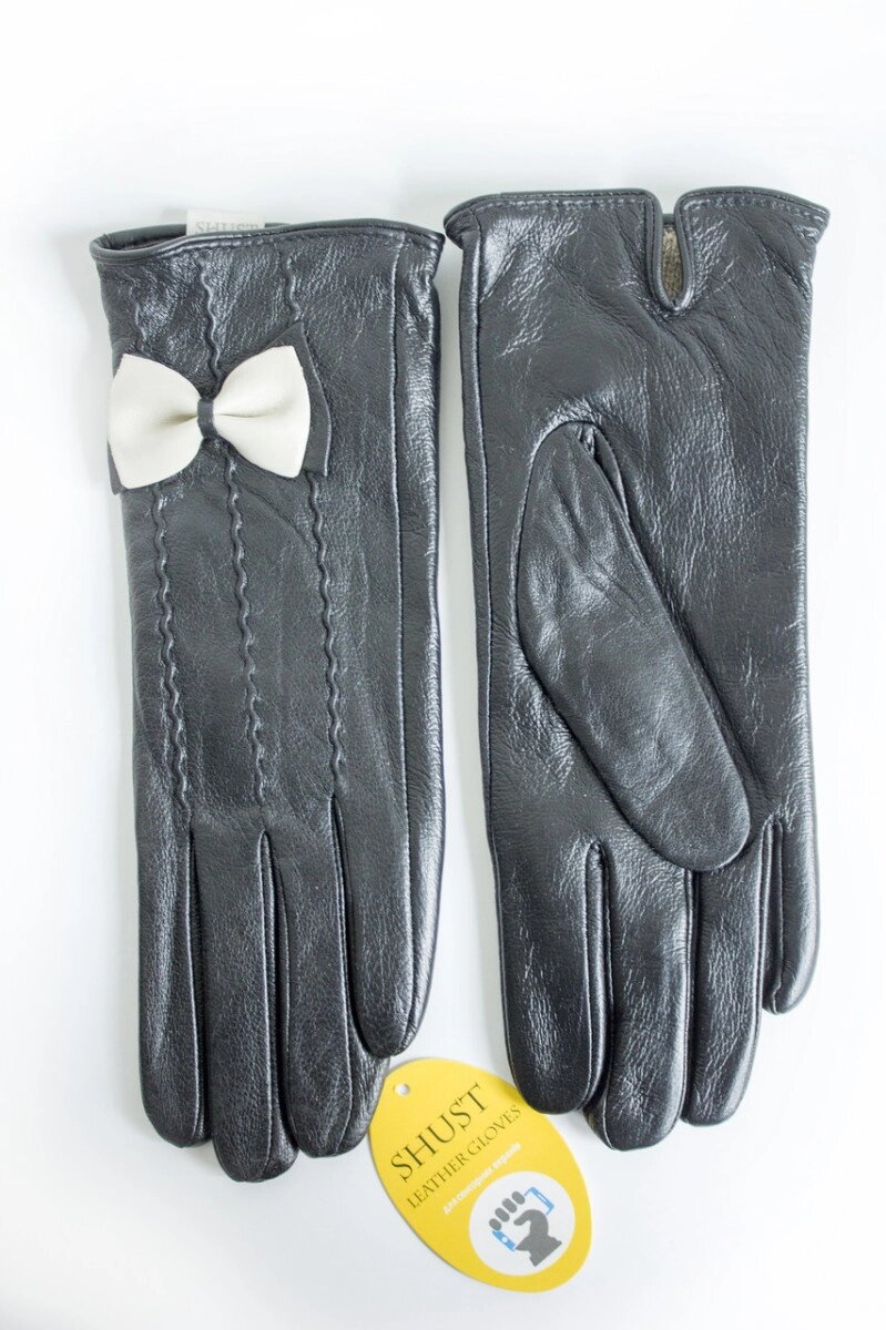 Жіночі шкіряні рукавички В'ЯЗКА СЕНСОРНІ Маленькі 2-390 від компанії Shock km ua - фото 1