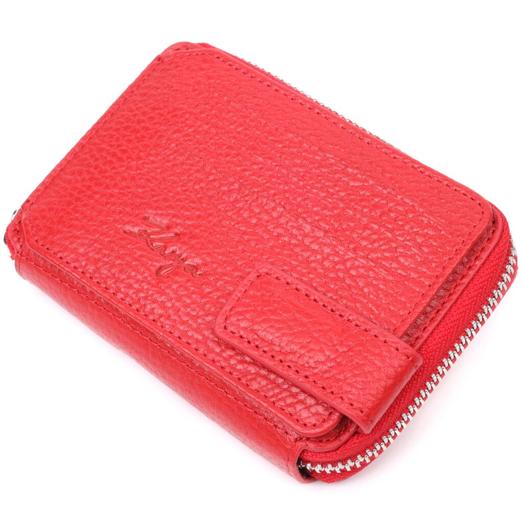 Жіночий гаманець на блискавці з натуральної шкіри KARYA 21342 Червоний від компанії Shock km ua - фото 1
