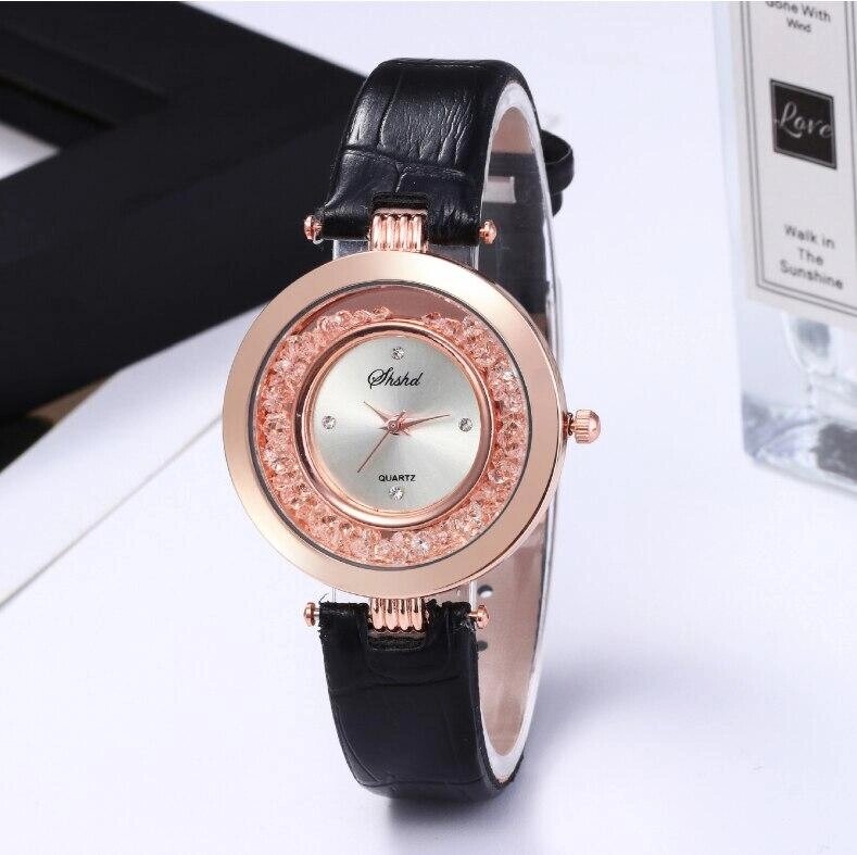Жіночий наручний годинник із чорним ремінцем код 705 від компанії Shock km ua - фото 1