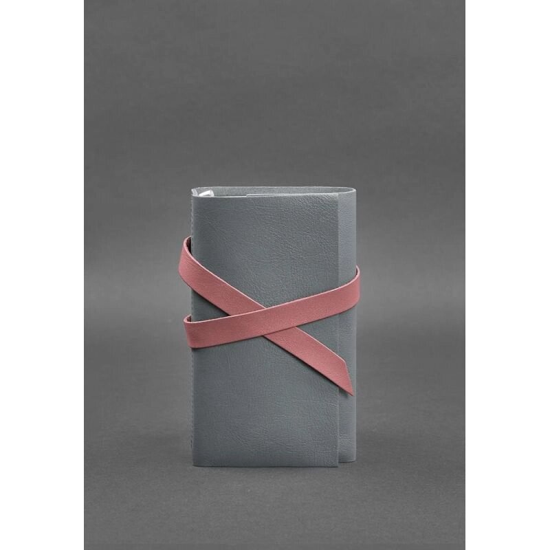 Жіночий шкіряний блокнот (Софт-бук) 1.0 Сірий з рожевим від компанії Shock km ua - фото 1