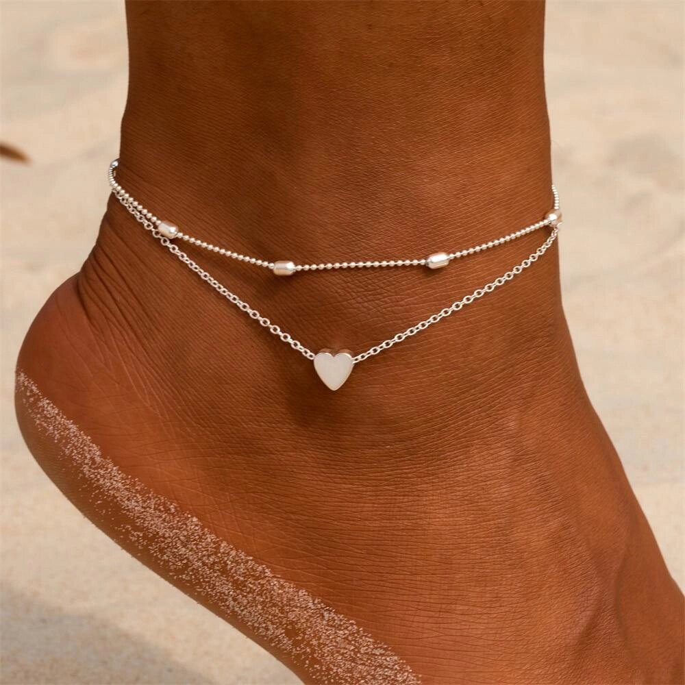 Жіночий сріблястий браслет на ногу код 1670 від компанії Shock km ua - фото 1