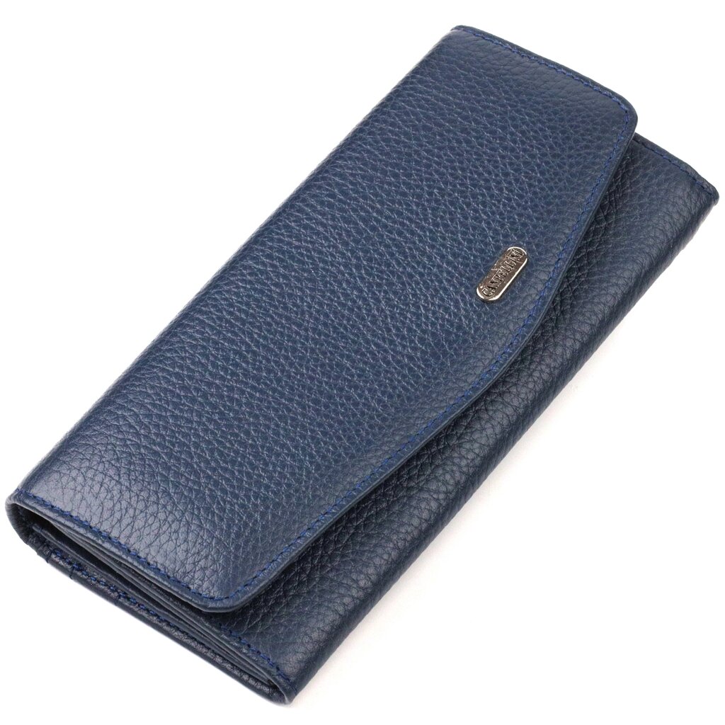 Жіночий стильний гаманець із зручним функціоналом шкіряний CANPELLINI 21725 Синій від компанії Shock km ua - фото 1