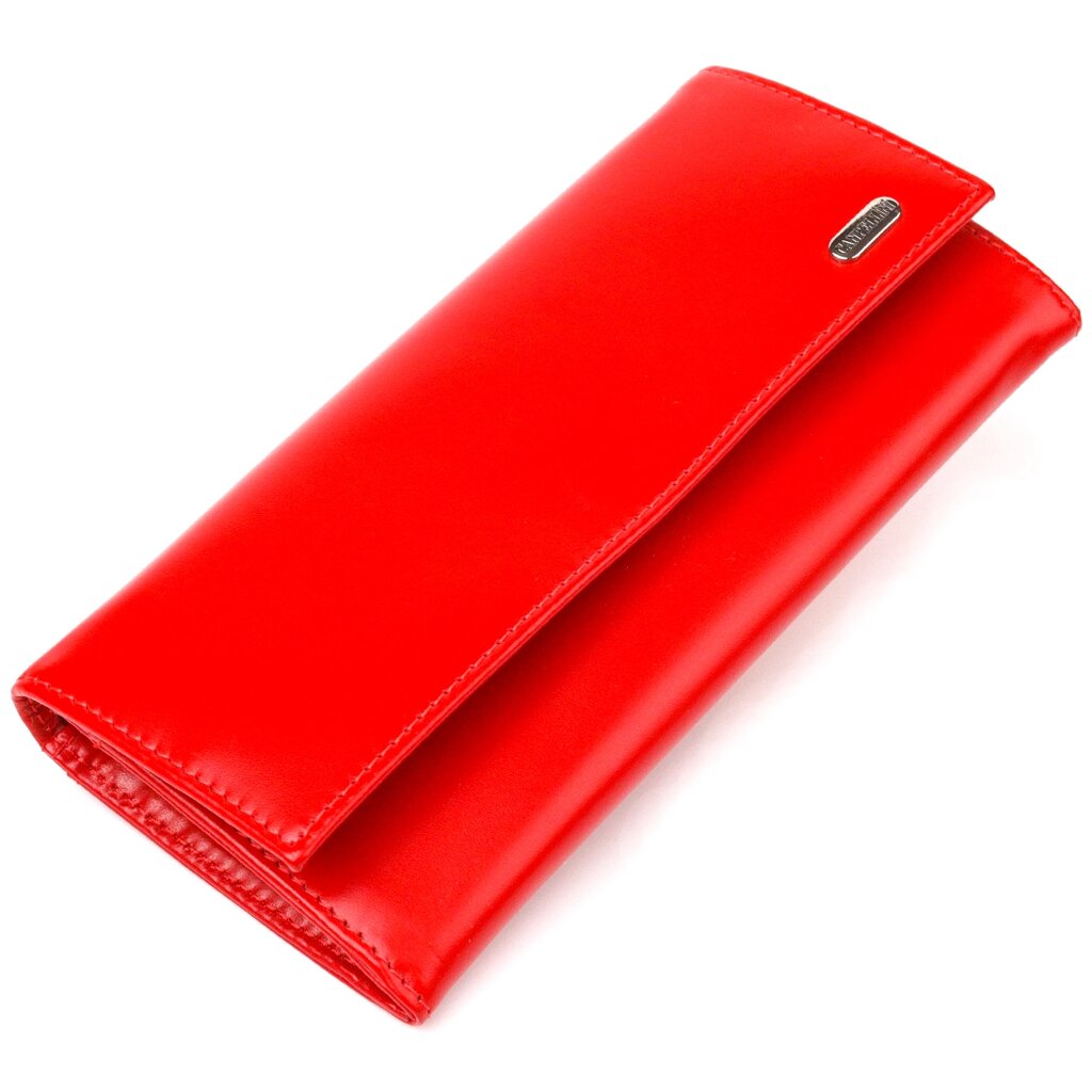Жіночий яскравий гаманець з натуральної гладкої шкіри CANPELLINI 21626 Червоний від компанії Shock km ua - фото 1