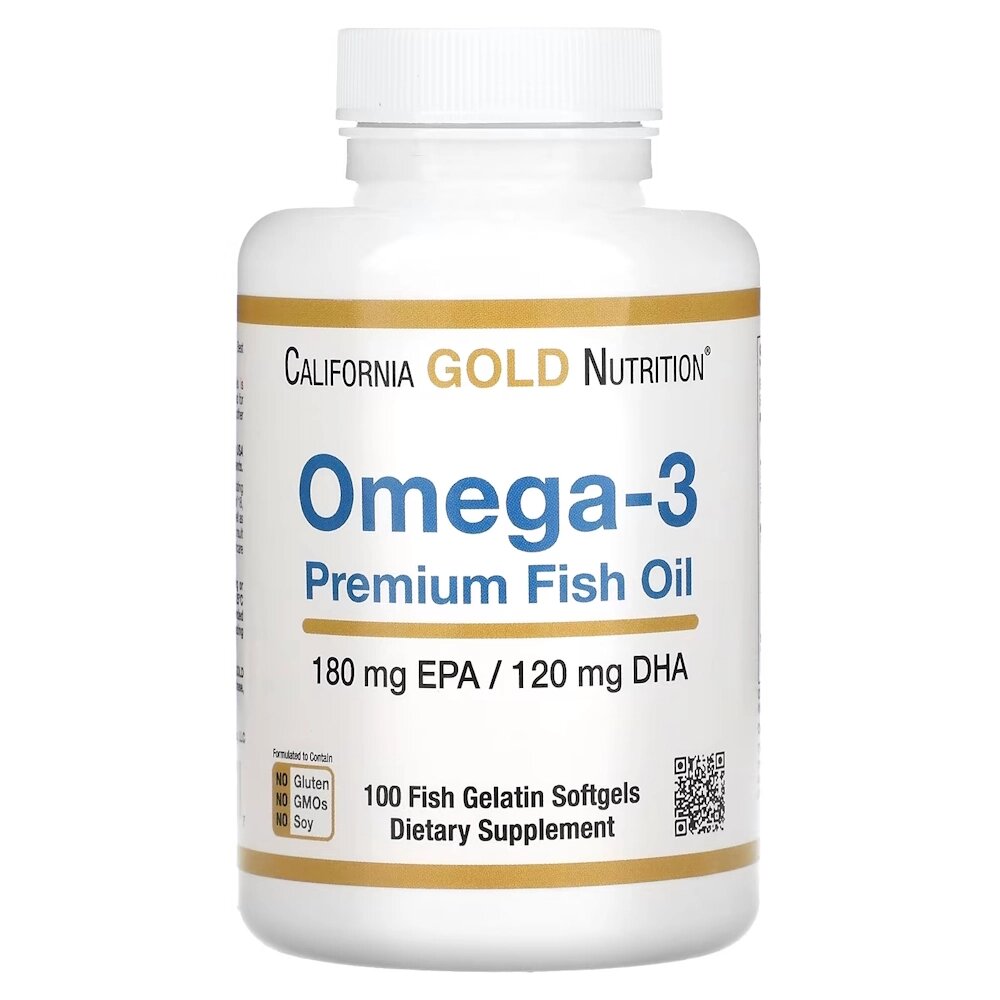 Жирні кислоти California Gold Nutrition Omega 3 Premium Fish Oil, 100 рибних капсул від компанії Shock km ua - фото 1