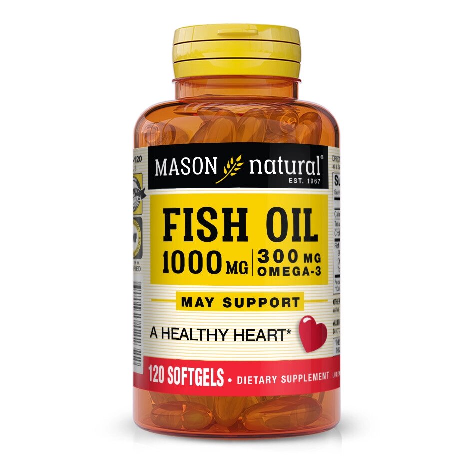 Жирні кислоти Mason Natural Fish Oil 1000 mg Omega 300 mg, 120 капсул від компанії Shock km ua - фото 1
