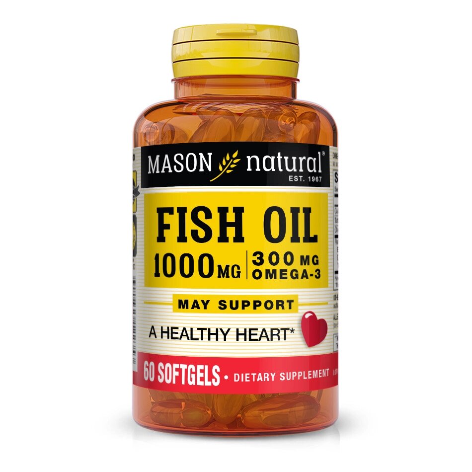 Жирні кислоти Mason Natural Fish Oil 1000 mg Omega 300 mg, 60 капсул від компанії Shock km ua - фото 1