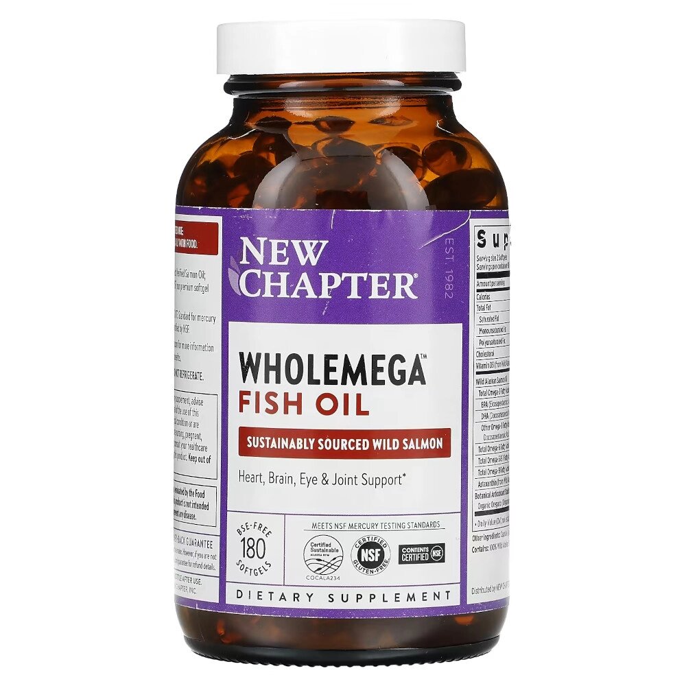 Жирні кислоти New Chapter Wholemega Fish Oil, 180 капсул від компанії Shock km ua - фото 1