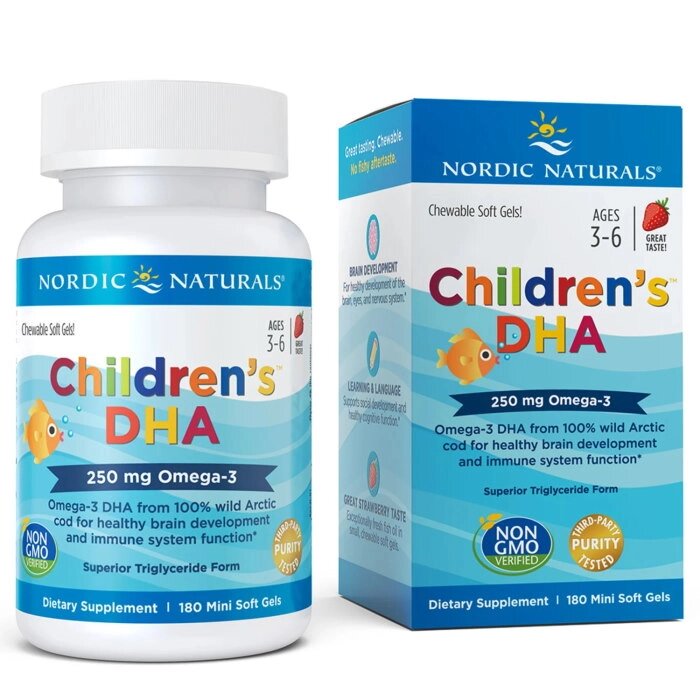 Жирні кислоти Nordic Naturals Children's DHA 250 mg, 180 капсул - полуниця від компанії Shock km ua - фото 1