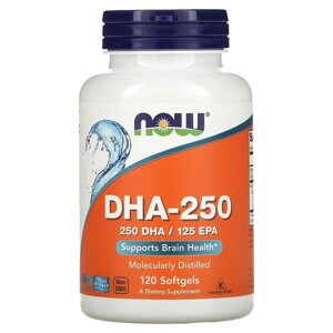 Жирні кислоти NOW DHA 250, 120 капсул