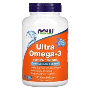 Жирні кислоти NOW Ultra Omega-3, 180 рибних капсул