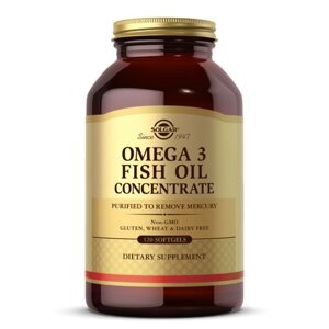 Жирні кислоти Solgar Omega 3 Fish Oil Concentrate, 120 капсул