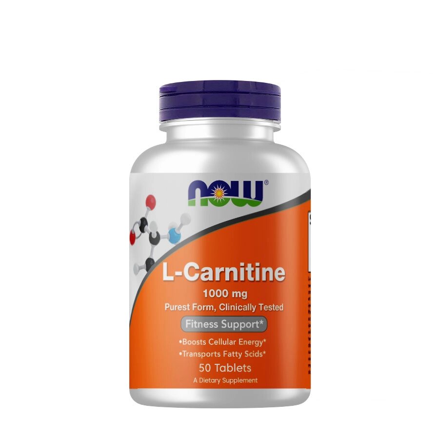 Жироспалювач NOW L-Carnitine 1000 mg, 50 таблеток від компанії Shock km ua - фото 1