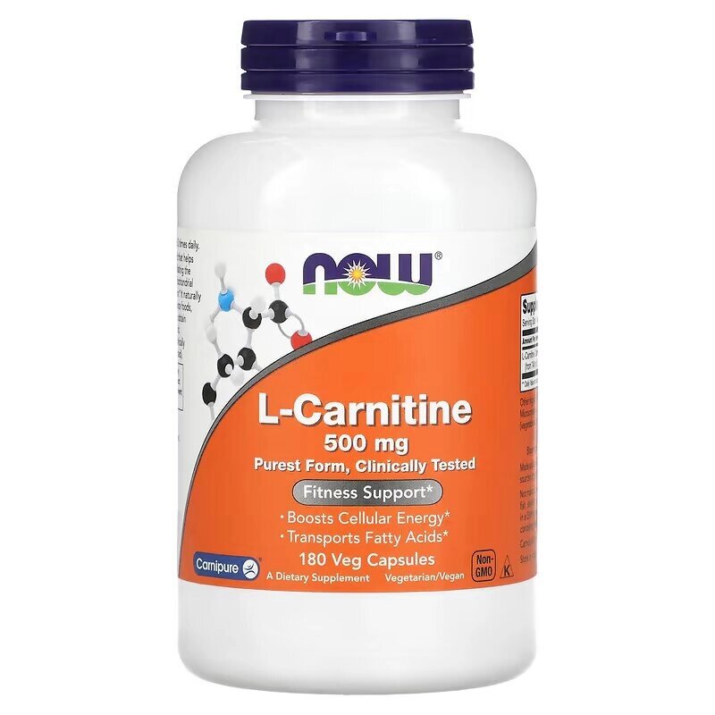 Жироспалювач NOW L-Carnitine 500 mg, 180 вегакапсул від компанії Shock km ua - фото 1