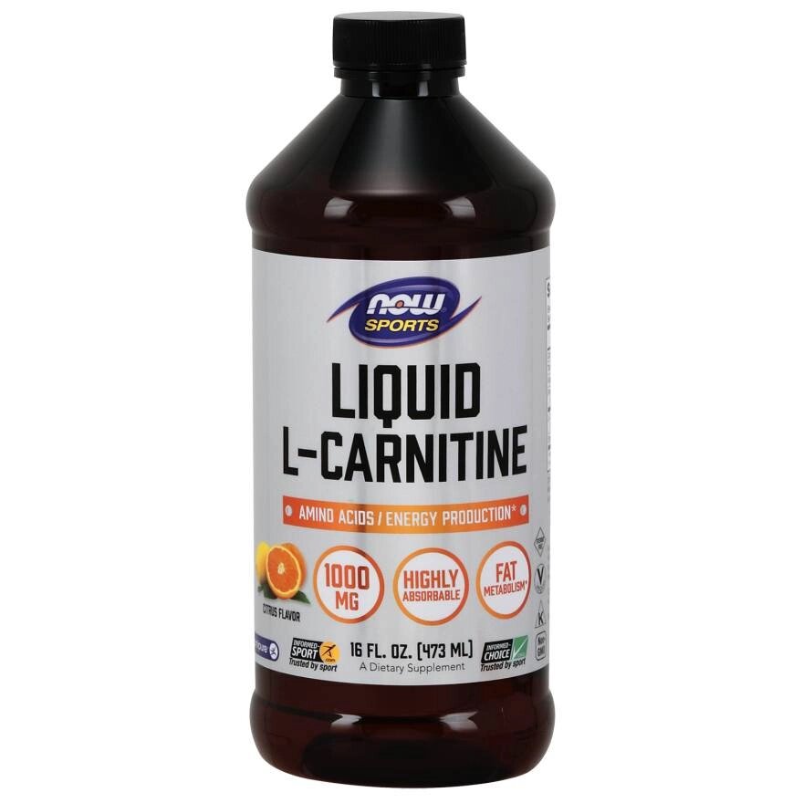 Жироспалювач NOW L-Carnitine Liquid 1000 mg, 473 мл Цитрус від компанії Shock km ua - фото 1