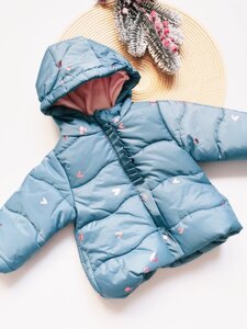 Зимова курточка для дівчинки синя Hearts 30167, розмір 62