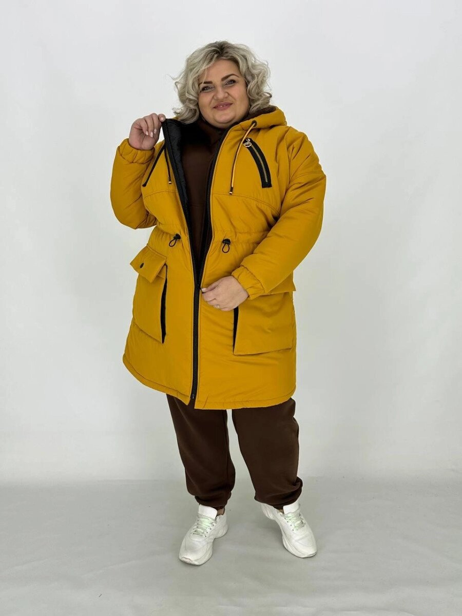 Зимова куртка "Парка" з капюшоном якість LUX 62-64 66-68 700-72 74-76 від компанії Shock km ua - фото 1