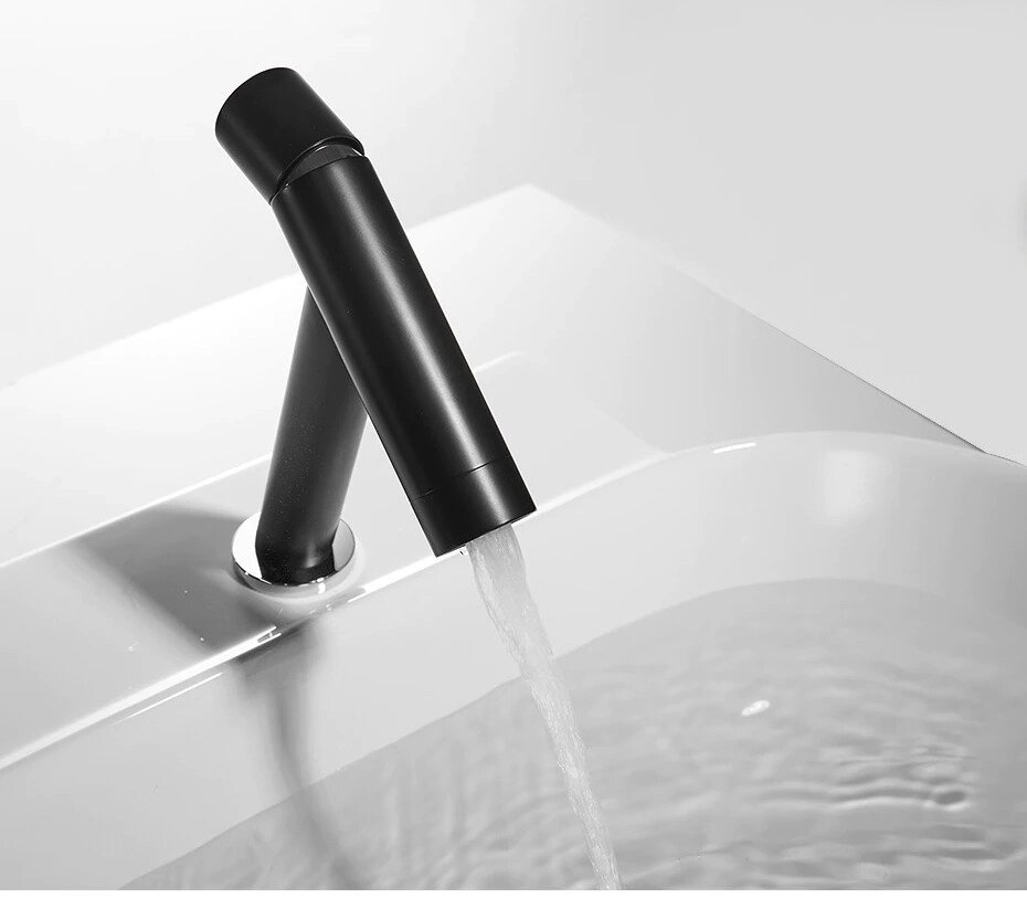 Змішувач для умивальника для ванни Кран одноважільний горизонтальний монтаж WanFan Чорний, Латунь від компанії Shock km ua - фото 1