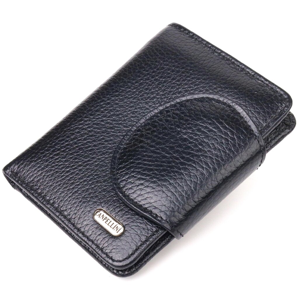 Зручний невеликий жіночий гаманець з натуральної шкіри CANPELLINI 21668 Чорний від компанії Shock km ua - фото 1