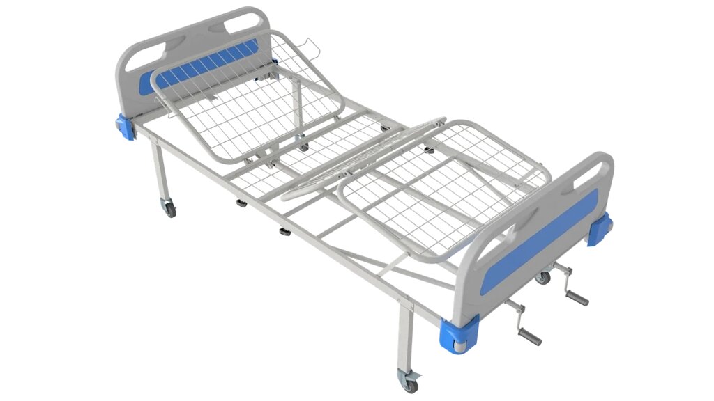 Ліжко медичне функціональне АТОН КФ-4-МП-БП-К75 з пластиковими бильцями та колесами 75 мм від компанії Медтехніка ZENET - Товари для здоров'я, затишку та комфорта - фото 1