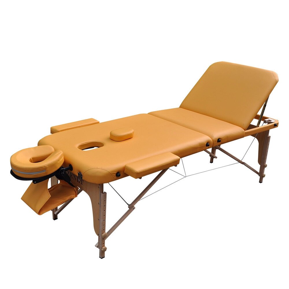 Масажний стіл дерев'яний Zenet Zet-1047 Жовтий розмір L (195*70*61) від компанії Медтехніка ZENET - Товари для здоров'я, затишку та комфорта - фото 1