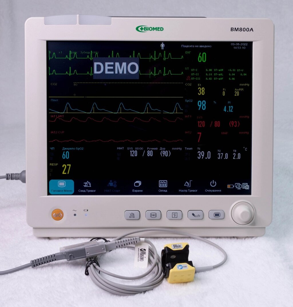 Монітор пацієнта ВМ800А з модулем капнографії бокового потоку CO2 від компанії Медтехніка ZENET - Товари для здоров'я, затишку та комфорта - фото 1