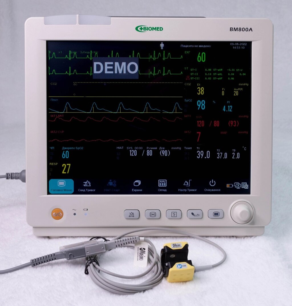 Монітор пацієнта ВМ800А з сенсорним дисплеєм + CO2 (капнографія masimo) від компанії Медтехніка ZENET - Товари для здоров'я, затишку та комфорта - фото 1