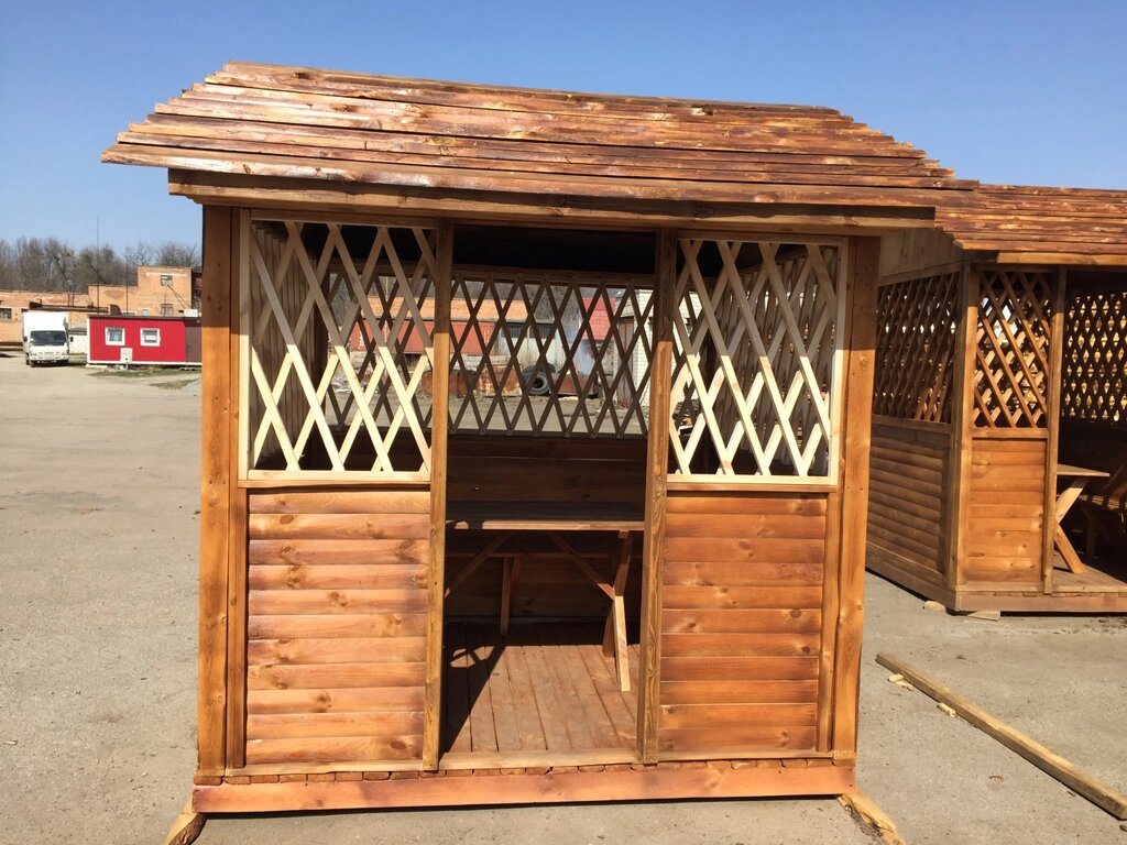 Альтанка дерев'яна 2,0х2,4х2,8 м садова недорого оптом від виробника Wood Gazebo 003 від компанії Група компаній "Промконтракт ЛТД" - фото 1