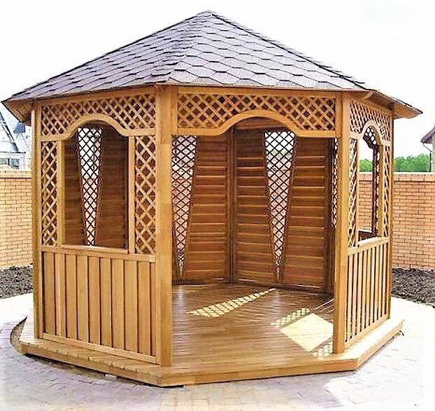 Альтанка шестигранна з дерева 3 м. діагональ від виробника Wood Gazebo 012 від компанії Група компаній "Промконтракт ЛТД" - фото 1