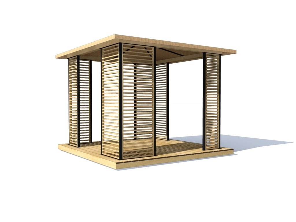 Альтанка в стилі хай-тек 2,5х2,5м Modern Gazebo 04 від виробника Thermowood Production від компанії Група компаній "Промконтракт ЛТД" - фото 1