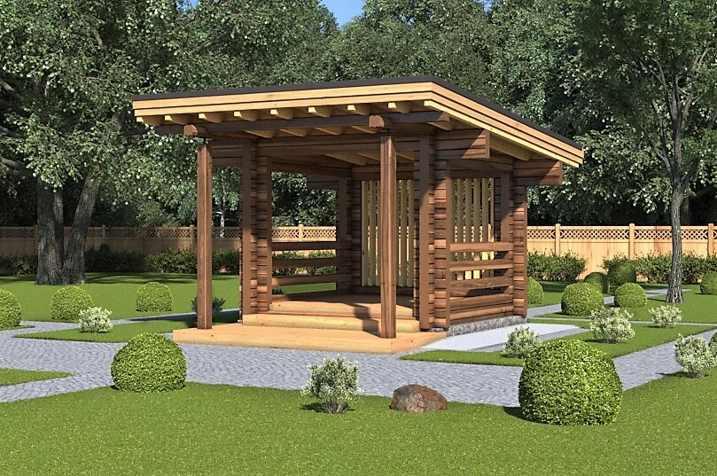 Альтанка з термомодифицированного бруса 9 м2 від виробника Thermo Outdoor Gazebo 154 від компанії Група компаній "Промконтракт ЛТД" - фото 1