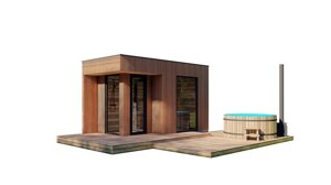 Баня 4,6х2,3м оздоблення терморейка Gartensauna-13 Thermowood Production під ключ від виробника