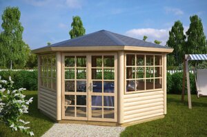 Альтанка дерев'яна шестигранна 4х4 закрита дачна від виробника Wood Gazebo 016