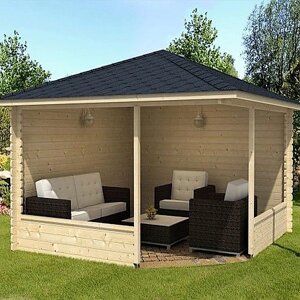 Бесідка з термомомодифікованого бруса 12,25 м2 від виробника Thermo Outdoor Gazebo 022