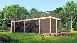 Бесідка з терасою на даху Modern Gazebo 015 з панорамним остепленням 10,3х3,5 м Thermowood Production