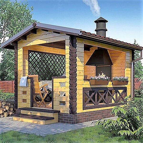 Бесідка з термомомодифікованого бруса 10 м2 від виробника Thermo Outdoor Gazebo 013 від компанії Група компаній "Промконтракт ЛТД" - фото 1