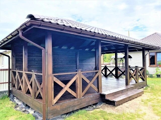 Бесідка з термомомодифікованого бруса 24 м2 від виробника Thermo Outdoor Gazebo 143 від компанії Група компаній "Промконтракт ЛТД" - фото 1