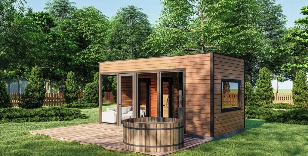 Каркасно-модульна баня 6х3м Gartensauna-2 під ключ від виробника від компанії Група компаній "Промконтракт ЛТД" - фото 1