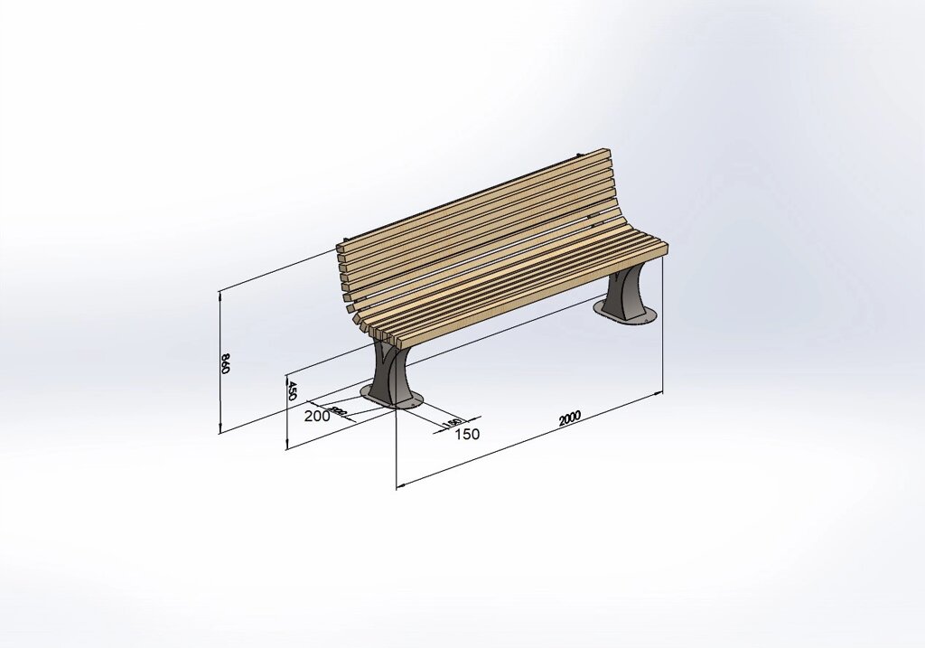 Лавочка гнута "Greenberg" 0,6 х 2 м від виробника Garden park bench 36 від компанії Група компаній "Промконтракт ЛТД" - фото 1