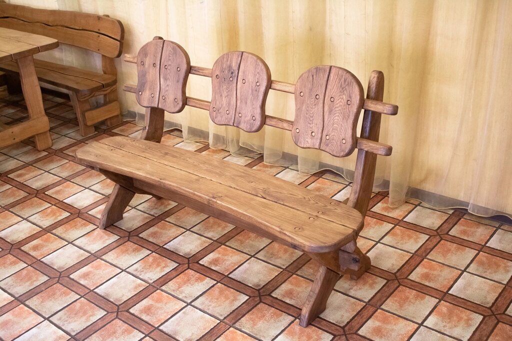 Лавочка лави зі спинкою з термодерева 1670х340 мм. від виробника Thermo-treated Oak bench 02 від компанії Група компаній "Промконтракт ЛТД" - фото 1