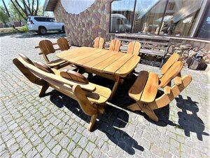 Меблі з масиву дуба 1750х1100, комплект Oak Furniture 01. Стіл і 4 лавки з дуба від виробника Термодеревина