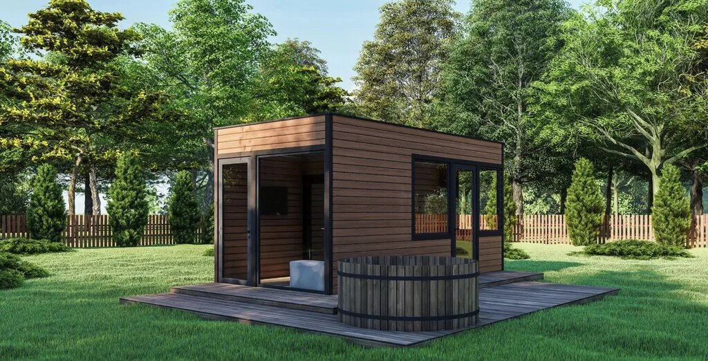 Модульний дім баня 6х3м Gartensauna-4 під ключ від виробника від компанії Група компаній "Промконтракт ЛТД" - фото 1