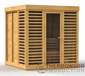 Дерев'яна мобільна сауна 2.1х2,1 м під ключ Thermowood Production