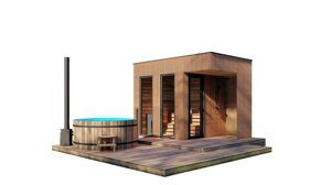 Сауна 3,6х2,3 обробка терморейка Gartensauna-10 Thermowood Production під ключ від виробника