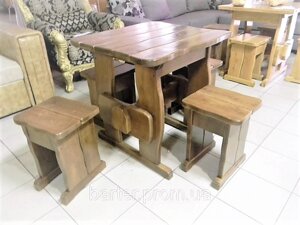 Дерев'яний стіл 900х900 мм з масиву сосни ручної роботи для кафе, дачі від виробника. Wood Table 01