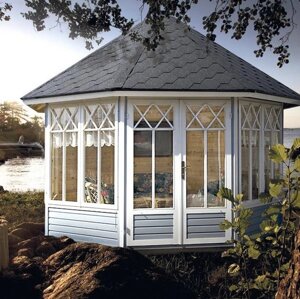 Восьмигранна закрита альтанка 9 м2 з дерева для дачі від виробника Wood Gazebo 017