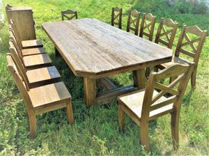Дерев'яний стіл 3200х1500 мм під старовину для кафе, дачі від виробника. Wood Table 20