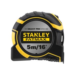 Рулетка вимірювальна FatMaxAutolock довжиною 5 м/16, шириною 25 мм, в обгумованому корпусі, з подвійною шкалою STANLEY