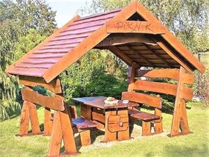 Альтанка збірно - розбірна дерев'яна пересувна 3,0 х 2,5 для саду від виробника Wood Gazebo 014