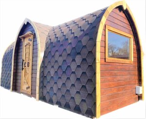 Мобільна баня 6 метрів у стилі Вікінг із душем і кімнатою відпочинку під ключ. Outdoor Sauna Viking